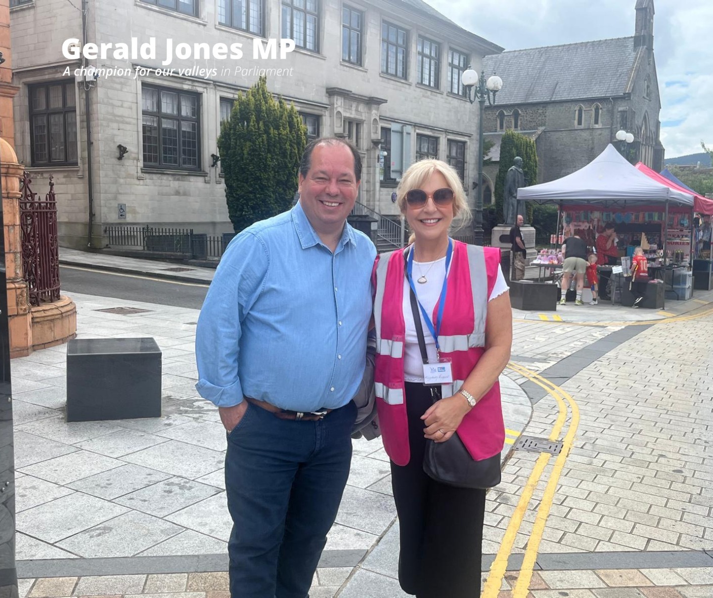 Image of Gerald Jones MP and another at the festival.