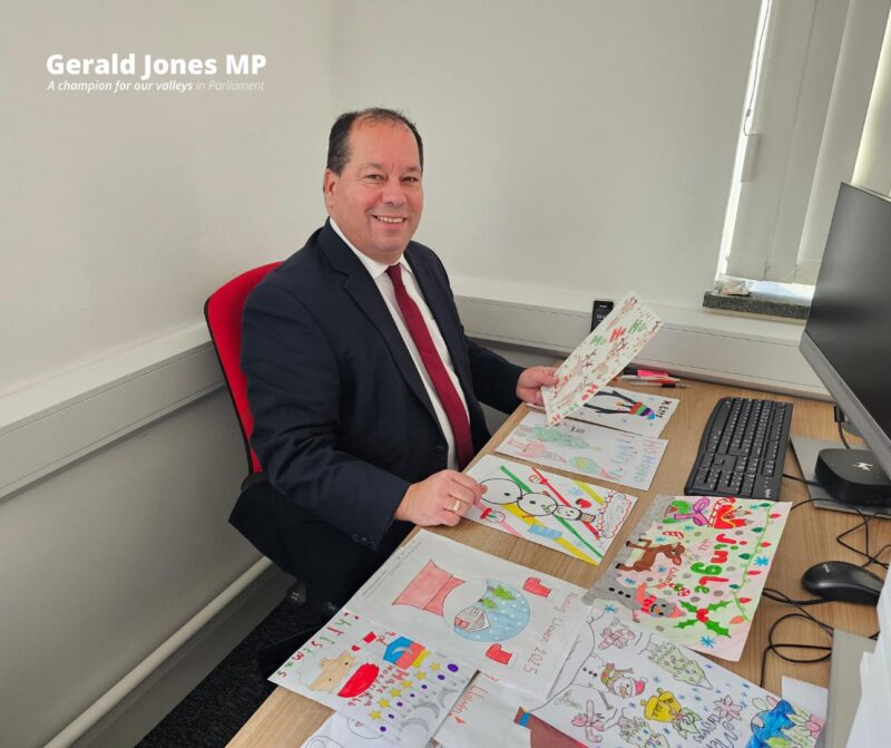 Image of Gerald Jones MP with the entries.