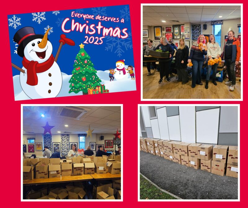 Image of people packing hampers.